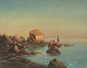Shoreline With Rocks And Figures by Walter Von RUCKTESCHELL