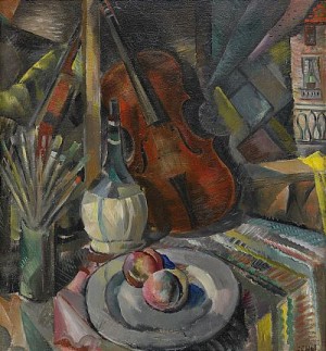 Stilleben Med Fiol Och Målarpenslar by Jules SCHYL