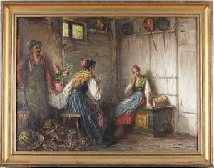 Familjen - Interiörbild by Richard EISERMANN - auction artwork with signature