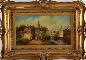 Holländskt Bymotiv by J. CORVER - auction artwork with signature