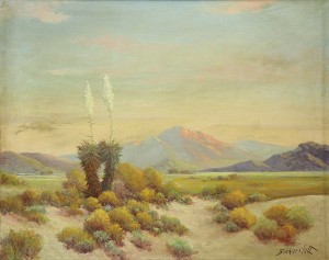 Desert Scene With Blooming Yucca by George Sanders BICKERSTAFF - auction artwork with signature