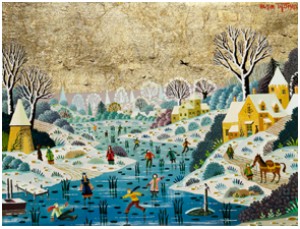 Lac Gelé Aux Patineurs by Alain THOMAS