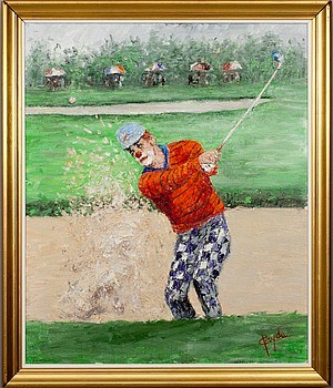 Golf The Bunker by Giuseppe FRYDA - auction artwork with signature