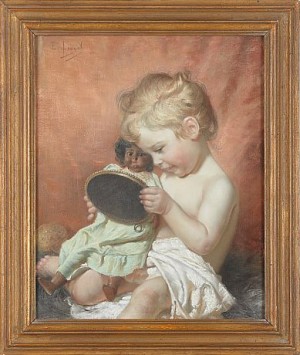 Barn Med Docka by Edmond LOUYOT