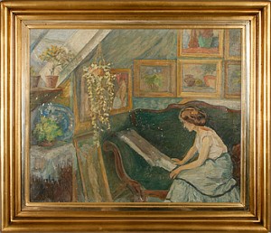 Interiör Med Kvinna by Gustaf WOLMAR