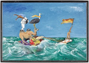 Simmande Häst Med Djur by Göran ‘Findus’ EKELUND - auction artwork with signature