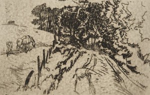 Country Road With Grazing Horses by Henry George KELLER