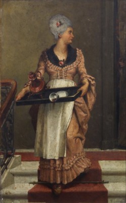 Woman Spilling Tea by Théophile Marie Françoise LYBAERT - auction artwork with signature