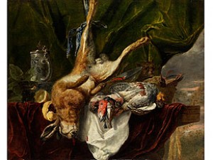 Jagdstilleben Mit Erlegtem Hasen, Federwild Und Deckelhumpen by Jan FYT