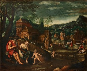Figurer I Landskap, Möjligen Allegori över Månaden Juli by Simon De VOS