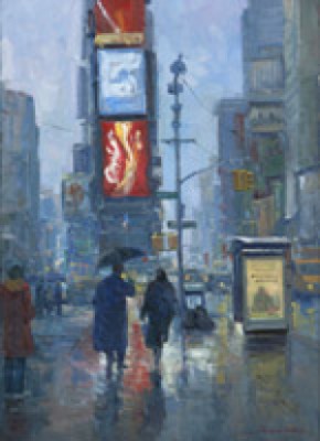 Walking In The Rain, Times Square by Junn ROCA - auction artwork with signature