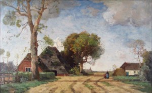 Village Landscape W/ Woman & Child by Théophile De BOCK