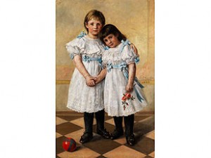 Doppelbildnis Zweier Kleiner Mädchen by Ernst HÄNSSLER - auction artwork with signature