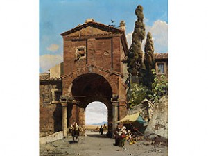 Römischer Torbogen Mit Ausblick In Die Römische Campagnalandschaft by Carl WUTTKE