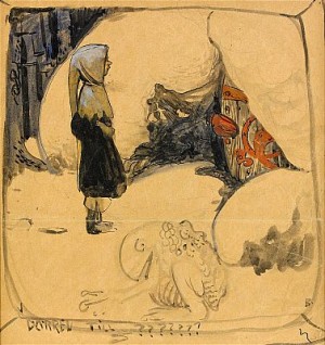 Pojke Vid Dörren Till Trollens Grotta by John BAUER
