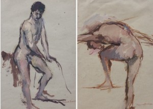 (2) Studies Of Nudes by Eugenio ARROYO - auction artwork with signature