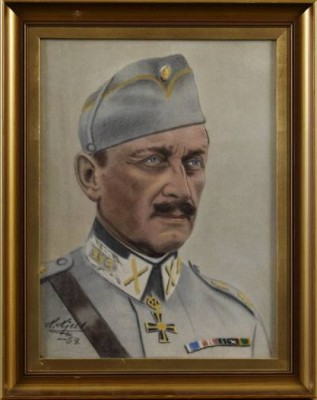 Motiv Med Gustav Mannerheim by H HJELT - auction artwork with signature