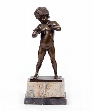 Gossebarn Med Fågel by Richard W. LANGE - auction artwork with signature