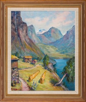 Landskap Med Høystakker by Alfred EIKRI