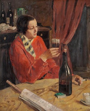 Självporträtt På Café I Paris by Greta GERELL