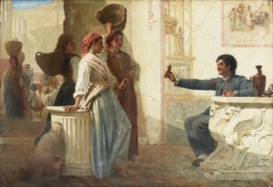 Sydländsk Gatuscen Med Gatuförsäljare by Frank William Warwick TOPHAM