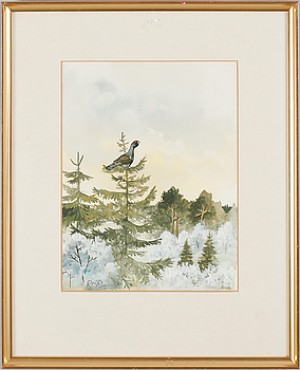 Fågel I Grantopp by Rolf SVENSSON - auction artwork with signature