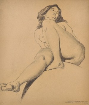 Reclining Nude by Willy SPATZ - auction artwork with signature