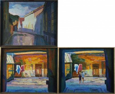 Stadsmotiv (3) by Jerzy KORZENIOWSKI - auction artwork with signature