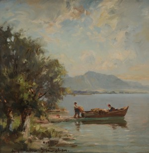Fisherman Loading A Boat by Fritz MÜLLER-SCHWABEN - auction artwork with signature