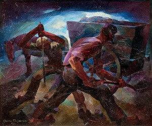 Miners by Aarne NOPSANEN - auction artwork with signature