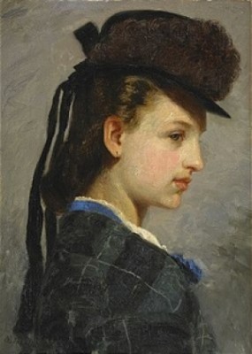 Porträtt Av Ung Flicka I Hatt by Olof ARBORELIUS