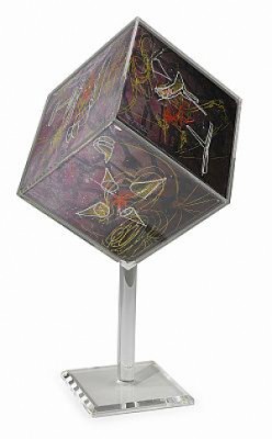Cubo Extendido, Colour Silkscreen, Folded And Mounted In Glass Fibre Cube by Roberto MATTA