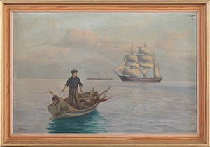 Fiskarpojkar Med Skepp I Fonden by Agnes Von BÜLOW - auction artwork with signature