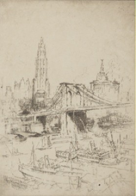 The Bridge by Joseph PENNELL - auction artwork with signature
