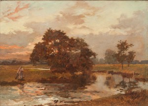 Kurtiserande Par Vid å by John Seymour LUCAS - auction artwork with signature