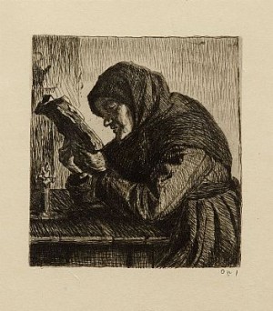 Laesende Gammel Kone by Anna ANCHER