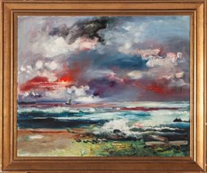Frisk Seilas Ved Kysten by Bernt CLÜVER - auction artwork with signature