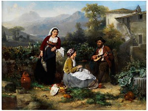 Der Mandolinenspieler by Karel Frans PHILIPPEAU - auction artwork with signature