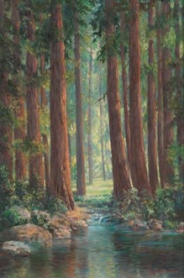 Forest Interior With Stream by David GERSHUNI - auction artwork with signature