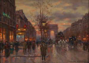 A View Of The Champs Elysee At Dusk by Edouard Léon CORTES