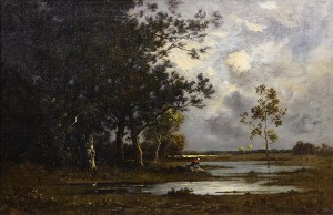 Figure Fishing By Moonlight by Léon RICHET