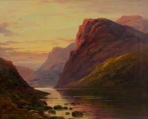 A Highland Sunset by Thomas C. BLAKE - auction artwork with signature