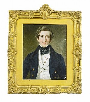 Miniatyrmålning, Porträtt Av En Ung Gentleman Iklädd I Blå Rock Och Svart Kravatt, Midjebild by William Charles ROSS