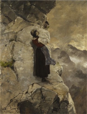 Junges Mädchen An Einem Andachtsbild In Der Felswand by Mathias SCHMID