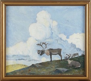 Renar I Fjällandskap by Eric STENBÄCK - auction artwork with signature