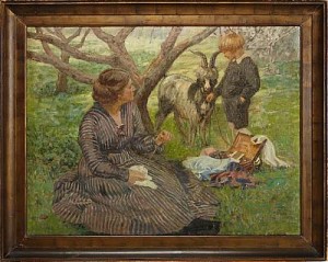 Mor Och Barn I Sommarlandskap by Luplau JANSSEN - auction artwork with signature