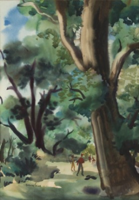 Figures Walking Through A Forest by Dorothy SKLAR