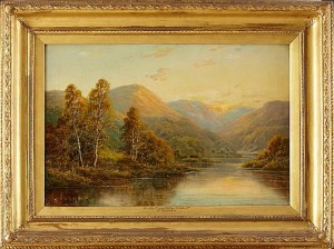 Berg-och Flodlandskap by Charles LEADER - auction artwork with signature