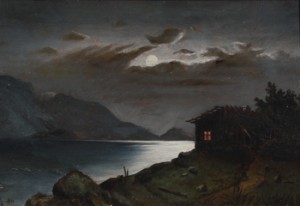 Sjölandskap I Månsken by Ester Dorothea ALMQVIST