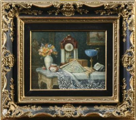 Stilleben Med Bordsur Och Solfjäder by A SCHRÖFF - auction artwork with signature